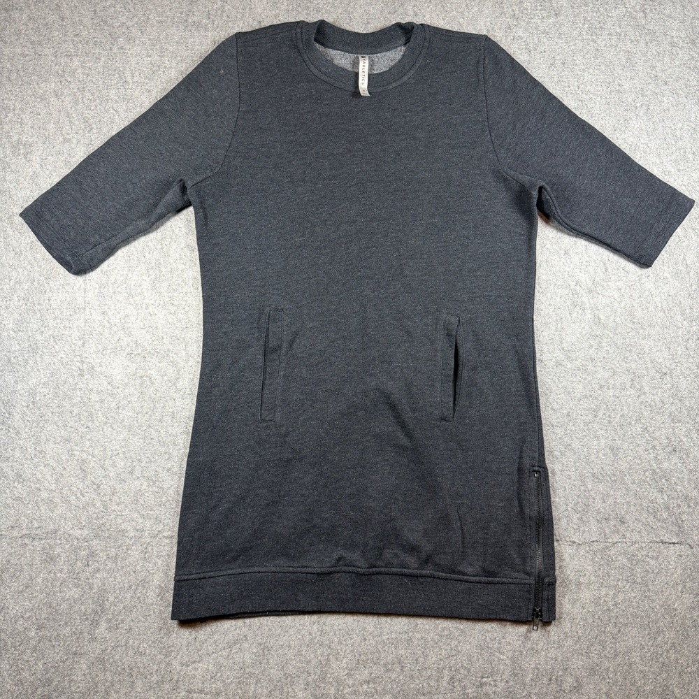Fabletics Womens Sweatshirt Dress Size M Charcoal Gray Side Zipper Fleece Lined